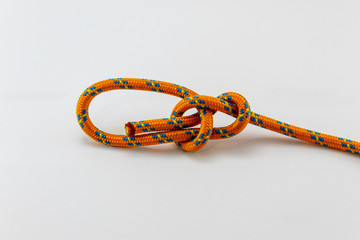 bowline knot orange rope example of with white background