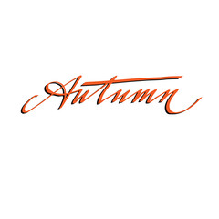 Autumn hand-written calligraphic inscription autumn. For postcard, banner, poster, social media. vector