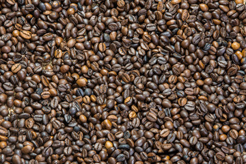 Macro photo of roasted coffee beans background