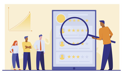 Fototapeta premium Marketing group analyzing customer satisfaction