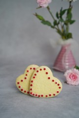 Homemade Valentineheart shapped cookies with copy space