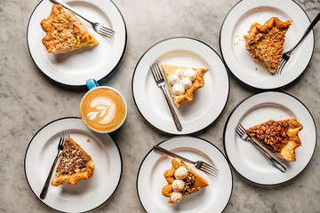 Slices of pies on plates