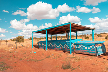 Fototapeta premium Colorful abandoned market stalls somewhere along the highway in Utah