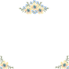 Fototapeta na wymiar Background from watercolor summer yellow and blue flowers on a white background. Use for wedding invitations, birthdays, menus and decorations