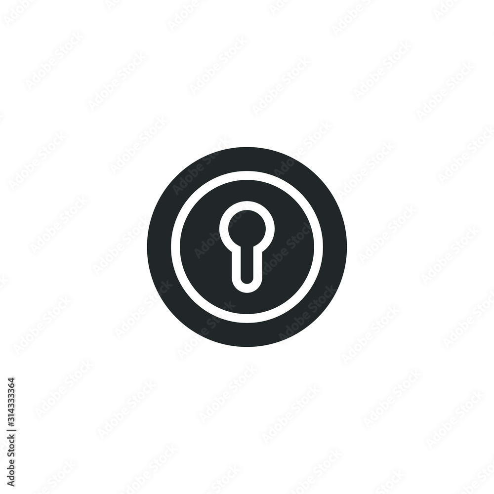 Aufkleber Black key hole icon template color editable. Security, protection concept symbol vector sign isolated on white background illustration for graphic and web design.