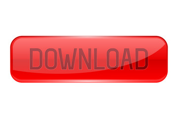 Download button. Rectangle red 3d icon