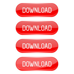 Fototapeta premium Download buttons. Oval red 3d icons
