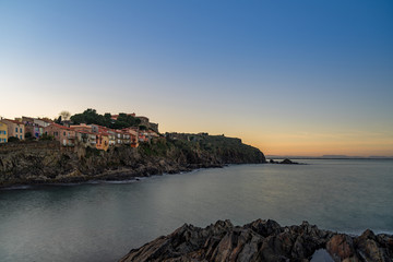 Old town of Collioure, France, a popular resort town on Mediterranean sea.