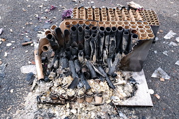 Feuerwerksbatterie an Silvester, Feuerwerksverbot, Feinstaub
