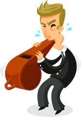 man blowing whistle