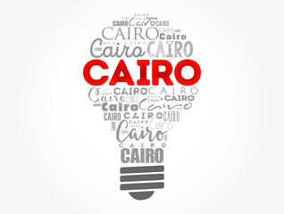 Cairo light bulb word cloud, travel concept background