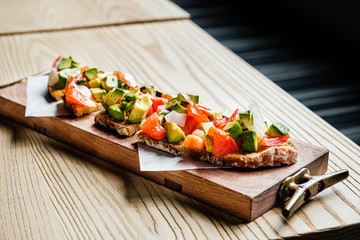 Closeup of bruschetta