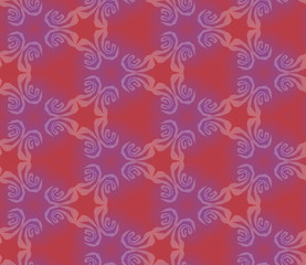 Background seamless pattern from the tribal figures red and purple colored. Geometric design template with symmetric ornate ornament. Elegant decorative ethnic ornament