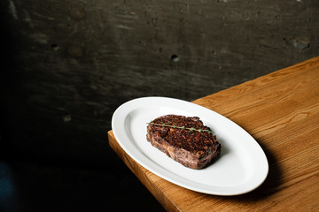  Cooked steak on a plate