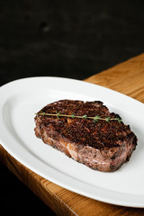  Cooked steak on a plate