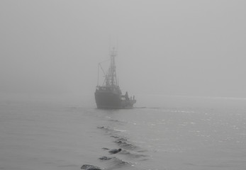 Seiner in the fog, Barkley Sound Vancouver Island