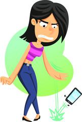 woman breaking phone