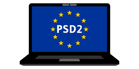 gz669 GrafikZeichnung - PSD2 - Payment Services Directive 2 - laptop isolated on white background - 2to1 xxl g8922