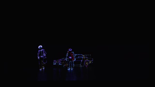 Doc in LED costume creates a time machine