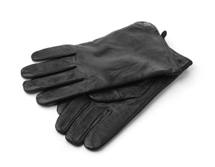 Pair of black men leather gloves