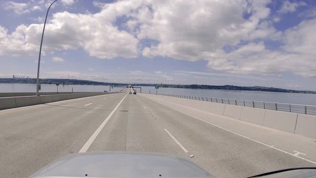 Driving 520 Floating Bridge to Seattle Washington