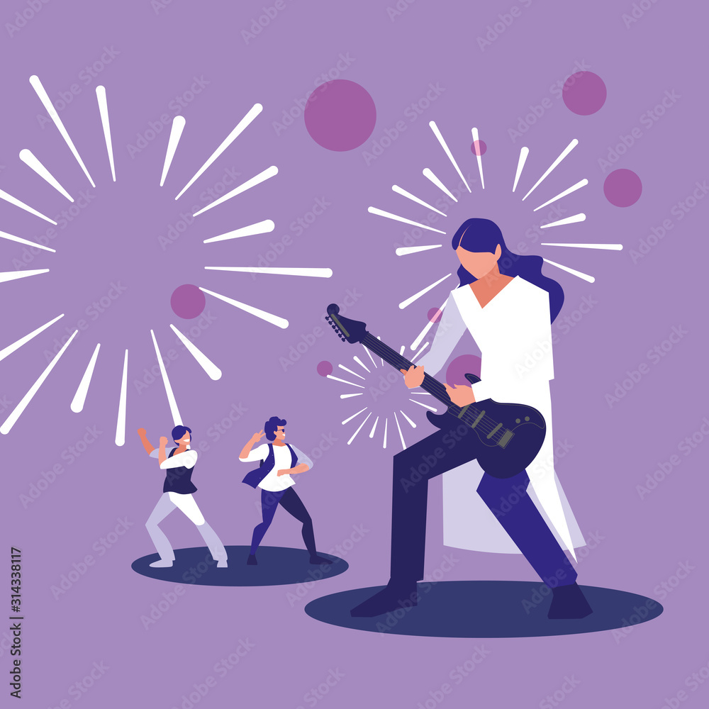 Wall mural musicians with instruments vector design