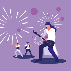 Musicians with instruments vector design