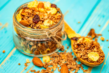 Granola with berries and nuts. Natural healthy food.