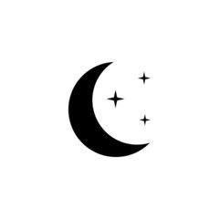 Night icon symbol. Moon and stars element.