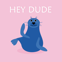 Cartoon blue seal icon