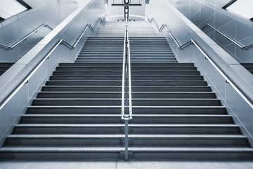 Staircase in underground passage in modern city space