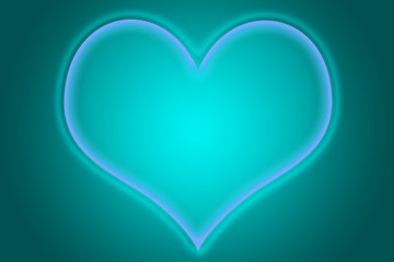 Corazón iluminado sobre fondo azul.