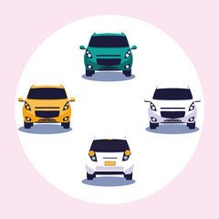 Isolated cars vehicles set vector design