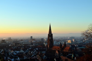 Freiburger Münster in der Dämmerung