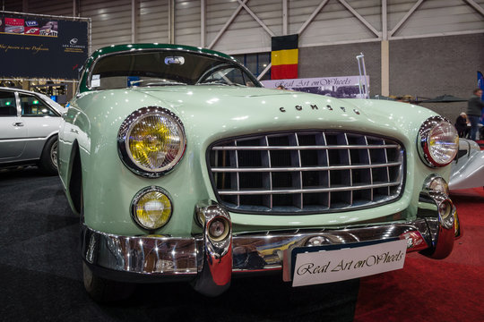 MAASTRICHT, NETHERLANDS - JANUARY 14, 2016: Sports car Ford Comete, 1953. Bodywork was built by FACEL. International Exhibition InterClassics & Topmobiel 2016