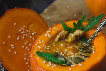 cream of pumpkin soup with nuts