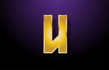 gold golden yellow letter U alphabet logo icon design for company business