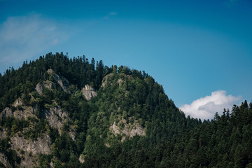 The Dunajec River in Poland. Mountains landscape.