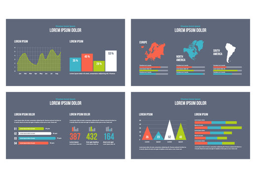 Infographic Presentation Elements on Dark Blue Background