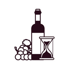 wine bottle with hourglass block line style icon