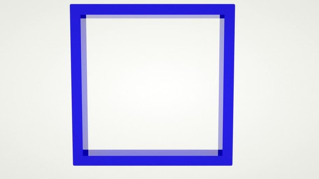 the blue square frame rotates slowly. Abstract animated background. 3d render