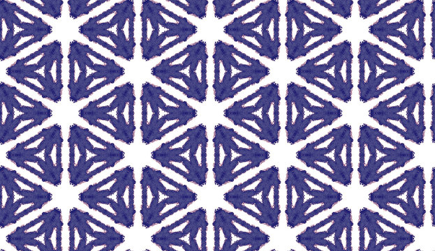 Seamless geometric triangular prints with small blue leaf textures. Blue and white mosaic tile for Ceramic tableware, pottery, textile, pillows, towels, linens, fabric, web, banners
