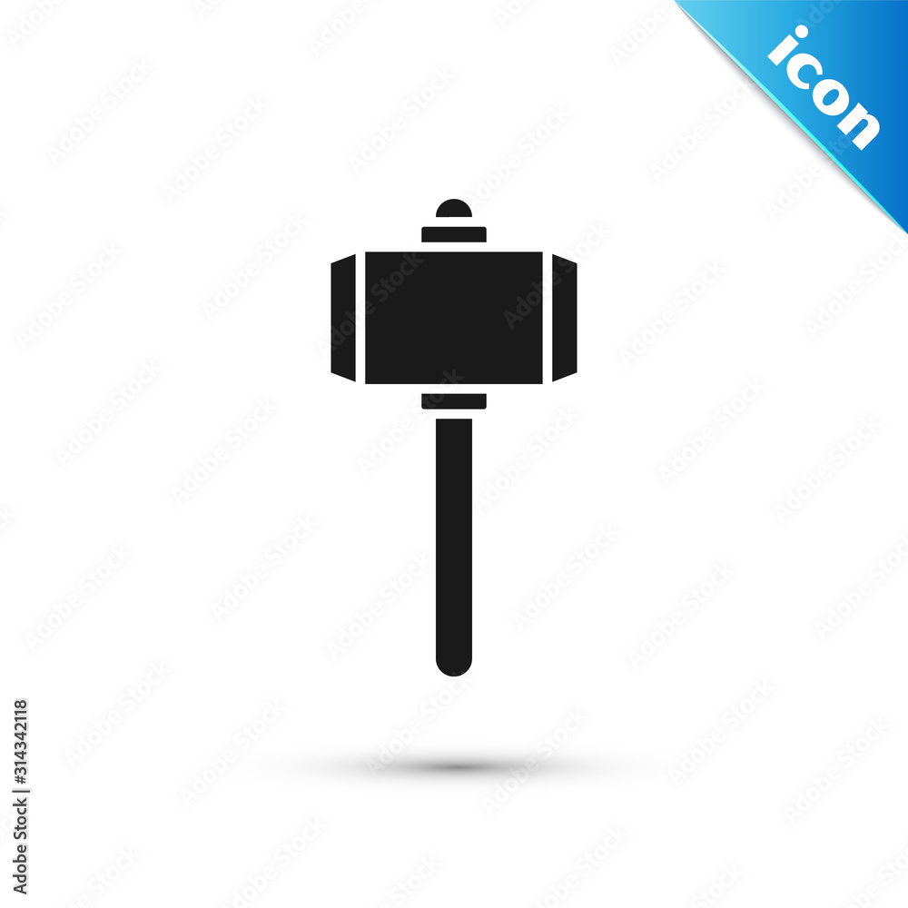 Sticker black battle hammer icon isolated on white background. vector illustration