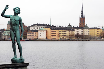 Naked statue at the river in stockholm
