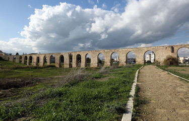 Fototapeta na wymiar Ancient Roman aqueduct in Larnaca, Cyprus, posterization