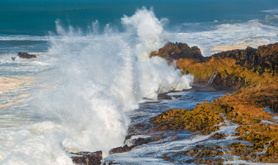 Morocco, heavy waves thundering against the rocks in Essaoura