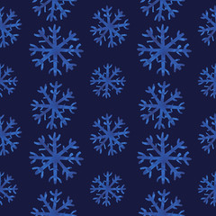 Fototapeta na wymiar Snowflake seamless pattern. Snowflake watercolor repeated background in