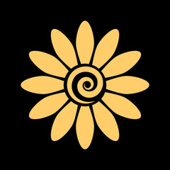 Chamomile. Flower gold Isolated graphic element. Vector graphics.
