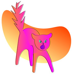 Minimalistic symbolic illustration showing anxious and aggressive cat