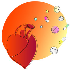 Bright symbolic illustration of pharmaceutical efforts for heart wellbeing and good blood pressure 